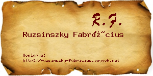 Ruzsinszky Fabrícius névjegykártya